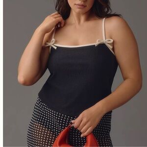 NWT Blue Tassel Ribbed Bow Cami